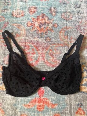Tease by Victoria Secret Black Sheer Heart-Print Underwire Bra